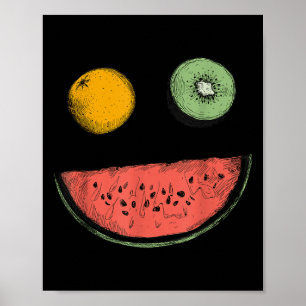 Cool Watermeloen Lemon Kiwi Veggie Plant Diet Worl Poster