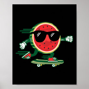 Cool Watermeloen Skateboarden 90's Vintage Zomer  Poster