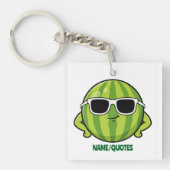 Cool Watermelon Sunglasses Cartoon Graphic Sleutelhanger (voorkant)