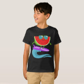 Cool Watermelon Surf Board Funny Summer Fruit Vint T-shirt (Voorkant volledig)