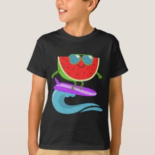 Cool Watermelon Surf Board Funny Summer Fruit Vint T-shirt