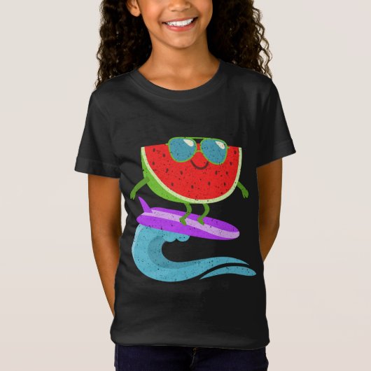 Cool Watermelon Surf Board Funny Summer Fruit Vint T-shirt (Voorkant)