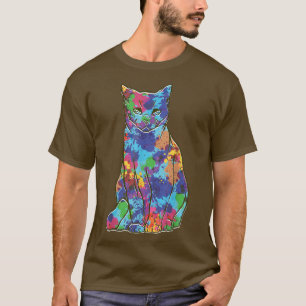 Cool Waterverf Cat Thleful Colorful Art Style Kitt T-shirt