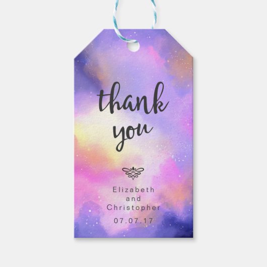 Cool Waterverf Design - Surreal Clouds Dank u Cadeaulabel (Voorkant)