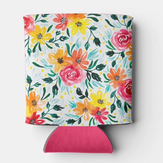 Cool Waterverf Floral Colorful Pattern Blikjeskoeler (Achterkant)