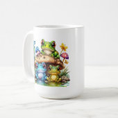 Cool waterverf Frog Monogram toevoegen Koffiemok (Voorkant links)