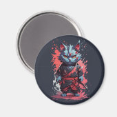 Cool Waterverf Grey Ninja Cat Warrior Magneet (Voorkant / Achterkant)