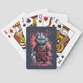 Cool Waterverf Grey Ninja Cat Warrior Pokerkaarten