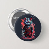 Cool Waterverf Grey Ninja Cat Warrior Ronde Button 5,7 Cm (Voorkant /achterkant)