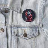 Cool Waterverf Grey Ninja Cat Warrior Ronde Button 5,7 Cm (In situ)