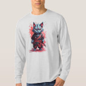 Cool Waterverf Grey Ninja Cat Warrior T-shirt (Voorkant)