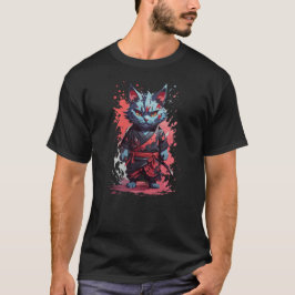 Cool Waterverf Grey Ninja Cat Warrior T-shirt