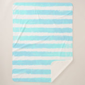 Cool Waterverf Ice Blue White Stripes Sherpa Deken (Voorkant)