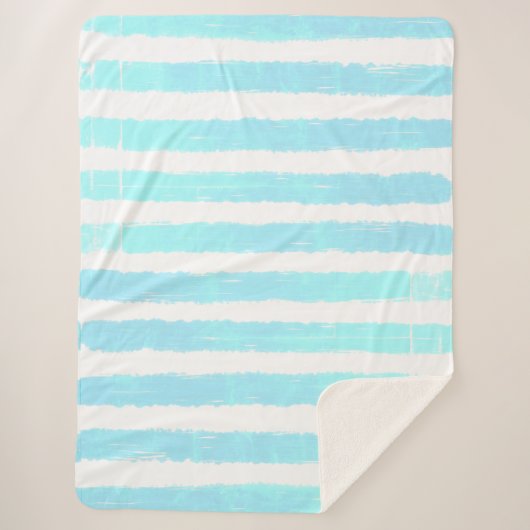 Cool Waterverf Ice Blue White Stripes Sherpa Deken (Voorkant)