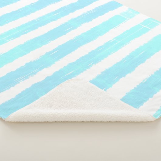 Cool Waterverf Ice Blue White Stripes Sherpa Deken (3/4)