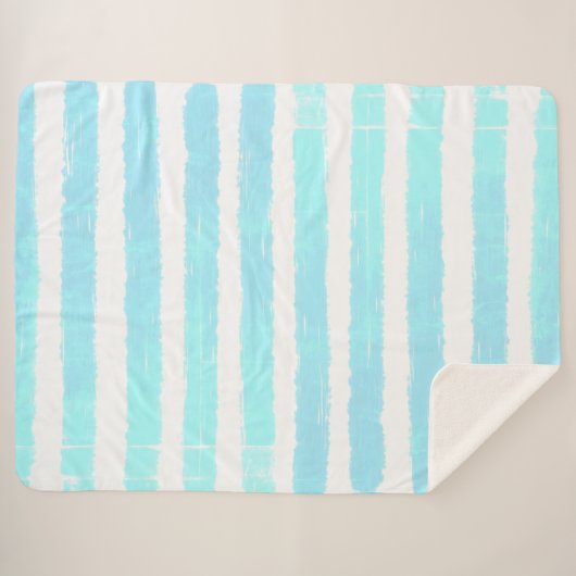 Cool Waterverf Ice Blue White Stripes Sherpa Deken (Voorkant (horizontaal))