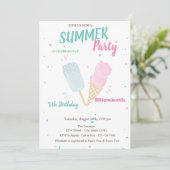 Cool Waterverf Ice creams Summer Birthday Party Kaart (Staand voorkant)