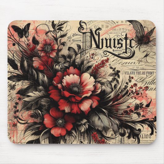 Cool waterverf rustieke rode letters muismat (Voorkant)