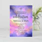 Cool Waterverf Space Engagement Party Uitnodigen Kaart (Staand voorkant)