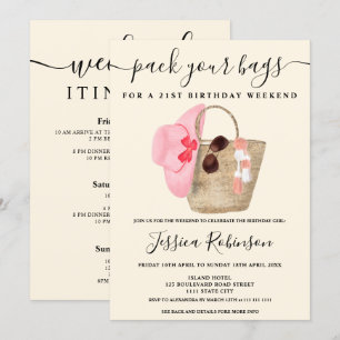 Cool waterverf strandtas verjaardagsprogramma week kaart