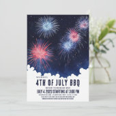 Cool Waterverf Vuurwerk Nigh Sky 4th of July BBQ Kaart (Staand voorkant)