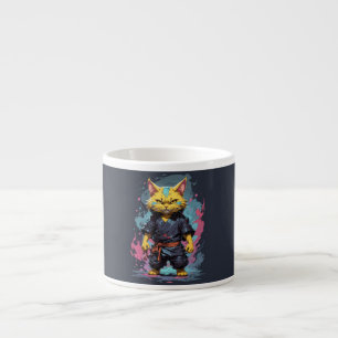 Cool Waterverf Yellow Ninja Cat Warrior Espresso Kop