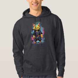 Cool Waterverf Yellow Ninja Cat Warrior Hoodie