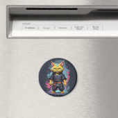 Cool Waterverf Yellow Ninja Cat Warrior Magneet (Insitu (Vaatwasser))