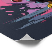 Cool Waterverf Yellow Ninja Cat Warrior Poster (Hoek)