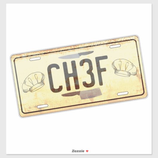 Cool Weathered Rusting Chef Car License Bord Sticker (Vel)