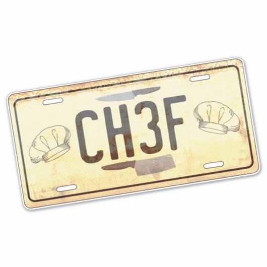 Cool Weathered Rusting Chef Car License Bord Sticker (Voorkant)