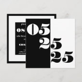 Cool Wedding Date Typografie Blok Zwart-wit Save The Date (Voorkant / Achterkant)