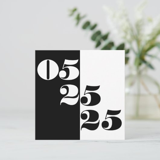 Cool Wedding Date Typografie Blok Zwart-wit Save The Date (Staand voorkant)