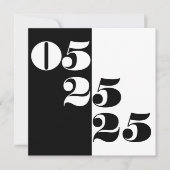 Cool Wedding Date Typografie Blok Zwart-wit Save The Date (Voorkant)