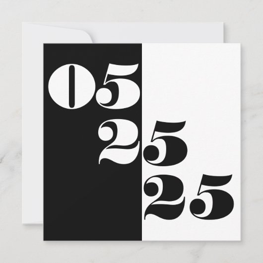 Cool Wedding Date Typografie Blok Zwart-wit Save The Date (Voorkant)