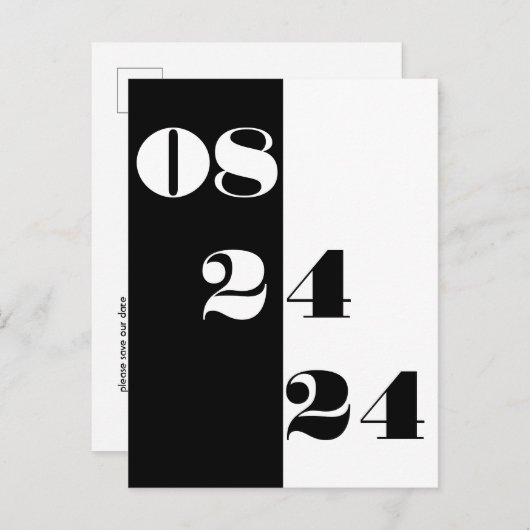 Cool Wedding Date Zwart-wit Save the Date Briefkaart (Voorkant / Achterkant)