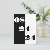 Cool Wedding Date Zwart-wit Save the Date Briefkaart (Staand voorkant)
