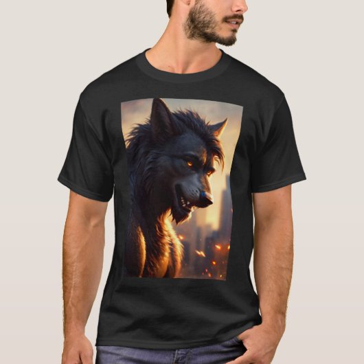 Cool Weerwolf Furry Therian Art T-shirt (Voorkant)