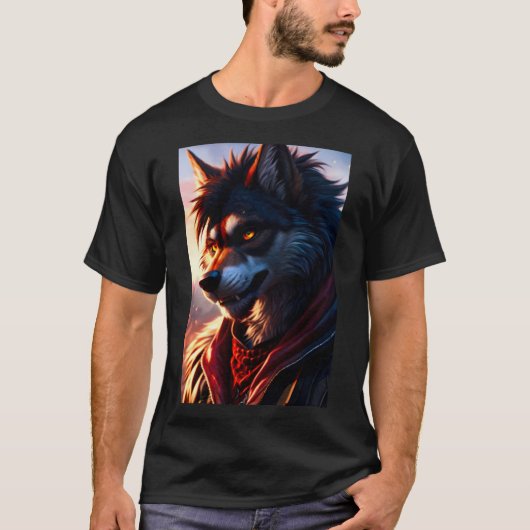 Cool Weerwolf Furry Therian Art T-shirt (Voorkant)