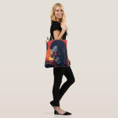 Cool Weerwolf Retro Zonsondergang Halloween Tote Bag (Op model)