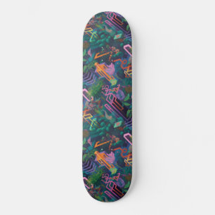 Cool Weird Surreal Lijnen Vormen Jungle Patroon Persoonlijk Skateboard