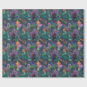 Cool Weird Surreal Lines Shapes Oerwoud Pattern Cadeaupapier (Vlak)