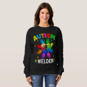 Cool Welder Autism Awareness Heart Puzzle Raising Trui (Voorkant volledig)