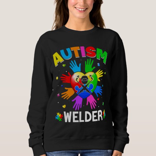Cool Welder Autism Awareness Heart Puzzle Raising Trui (Voorkant)
