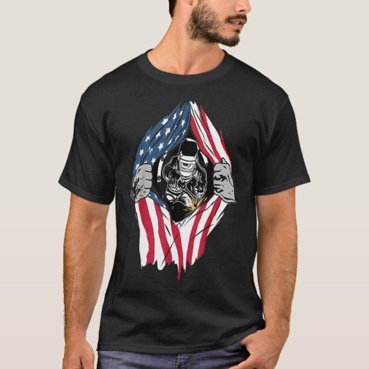Cool Welder USA Patriottische Amerikaanse Vlaglass T-shirt (Voorkant)