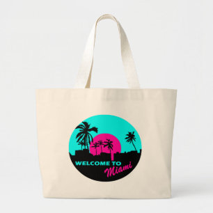 Cool Welkom bij het Miami-ontwerp Grote Tote Bag