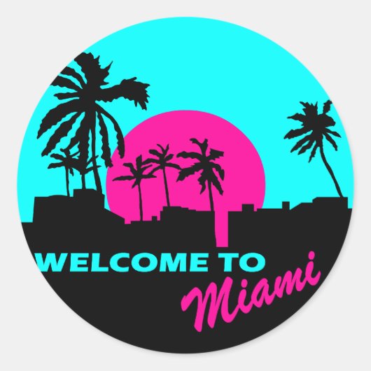 Cool Welkom bij het Miami-ontwerp Ronde Sticker (Voorkant)