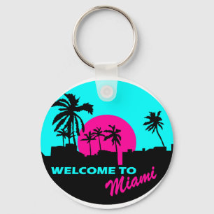 Cool Welkom bij het Miami-ontwerp Sleutelhanger