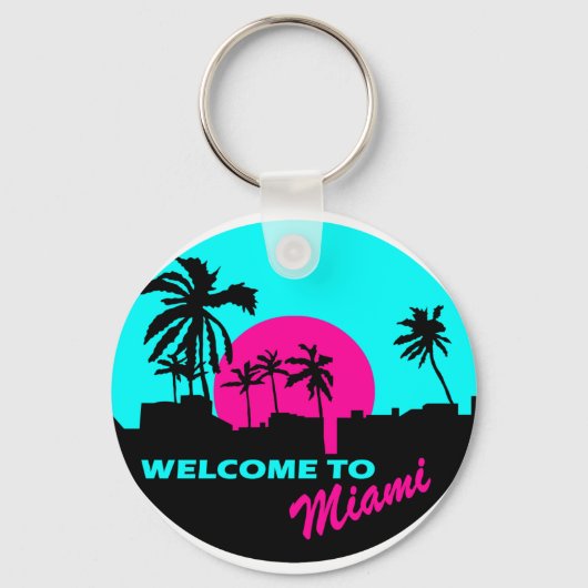 Cool Welkom bij het Miami-ontwerp Sleutelhanger (Voorkant)