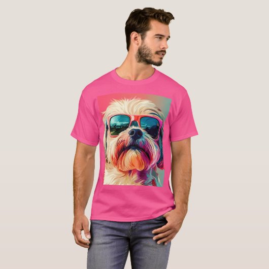 Cool West Highland White Terrier dog with sunglass T-shirt (Voorkant volledig)